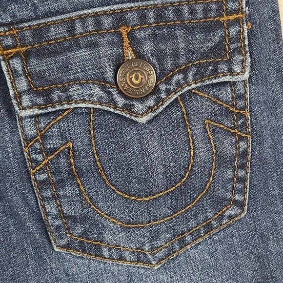 True Religion Boys 12 Jeans Geno Single End Straight Leg Blue Distressed Denim - Picture 8 of 9